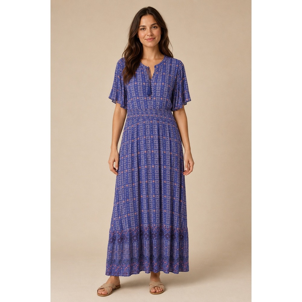 Knox Rose Boho Maxi Dress Boho Cottagecore Hippie Purple Pockets XXL